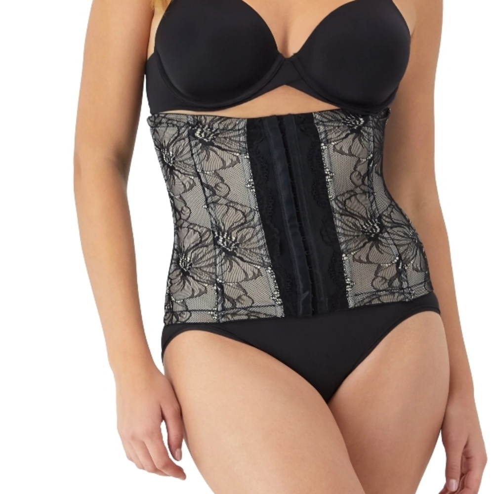 MaidenForm Women's Black Lace Waist Trainer Cincher